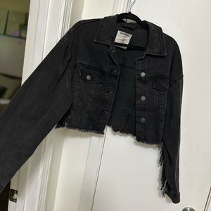 Black Cropped Fringe Jacket